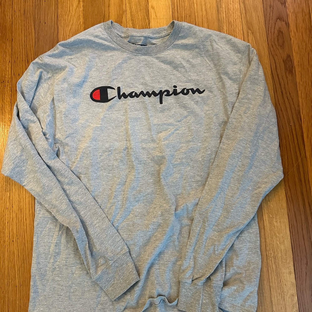 Champion Men's Heather Gray Long Sleeve Tee